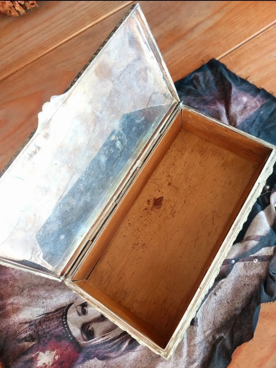 Caja Antigua Joyero Cigarrera Alpaca Vintage