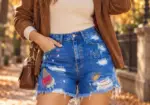 Shorts Tiro Alto Bordados de Zara T 42 Algodón 100%