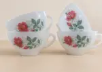 Lote de Tazas Cristal Opalino Estampado Rosas de Arcopal años 70