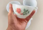 Lote de Tazas Cristal Opalino Estampado Rosas de Arcopal años 70