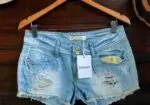 Shorts Tiro bajo Años 2000 Y2k Pedrería- Rotos- Desgastado Talla 40