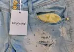 Shorts Tiro bajo Años 2000 Y2k Pedrería- Rotos- Desgastado Talla 40