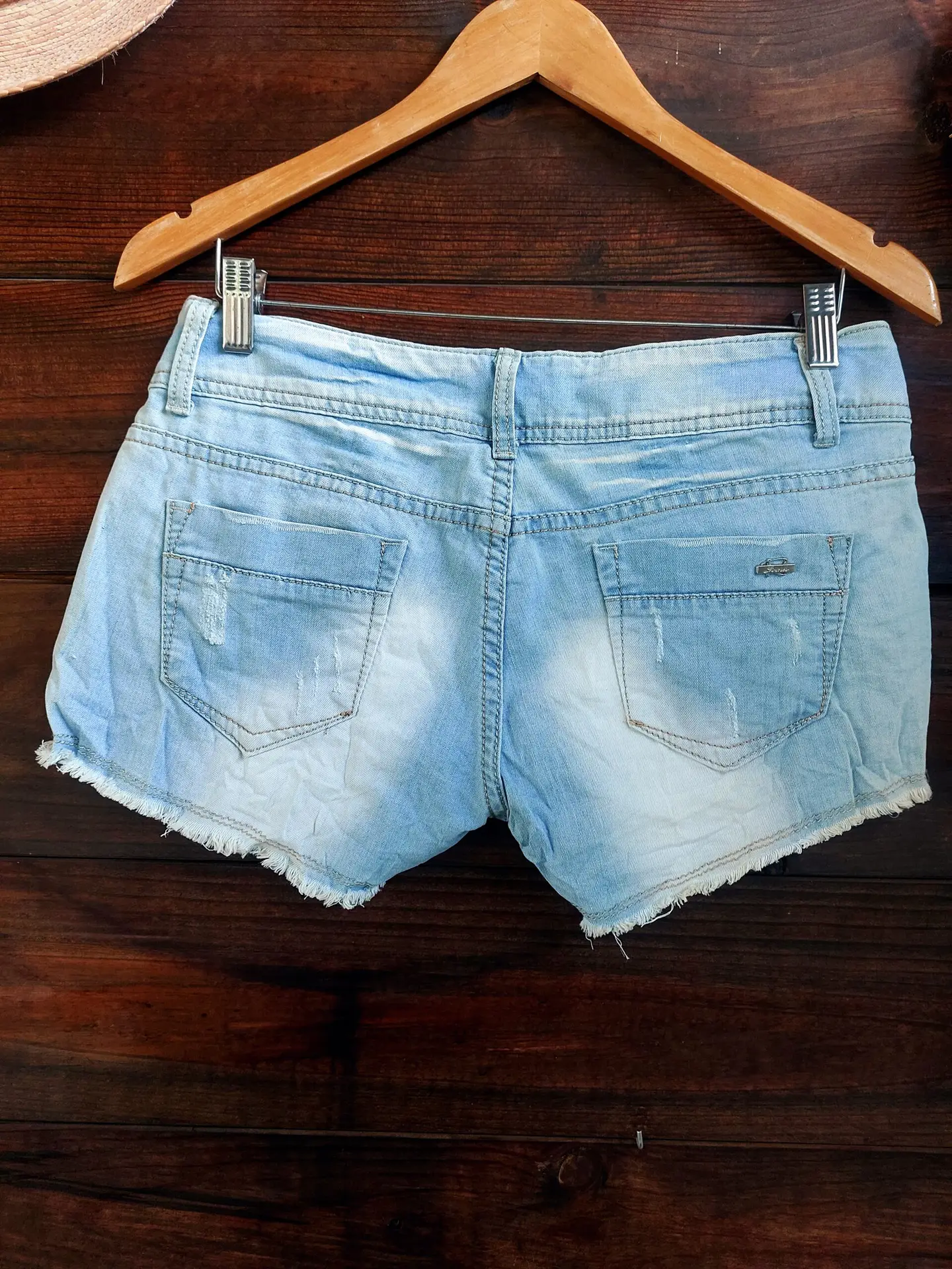 Shorts Tiro bajo Años 2000 Y2k Pedrería- Rotos- Desgastado Talla 40