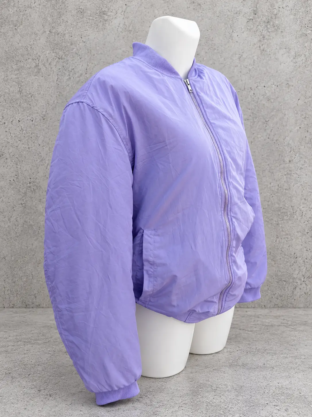 Chaqueta Bomber Lila Vintage Y2K Unisex Oversize L-XL Acolchada Años 2000 Streetwear