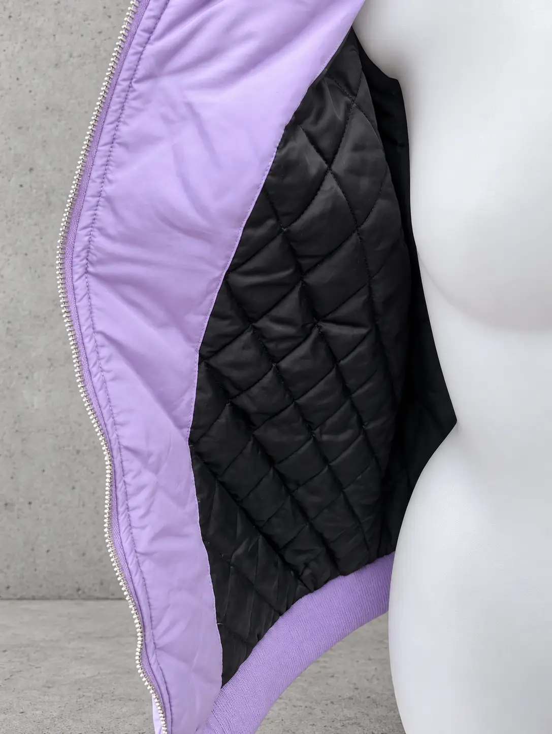 Chaqueta Bomber Lila Vintage Y2K Unisex Oversize L-XL Acolchada Años 2000 Streetwear