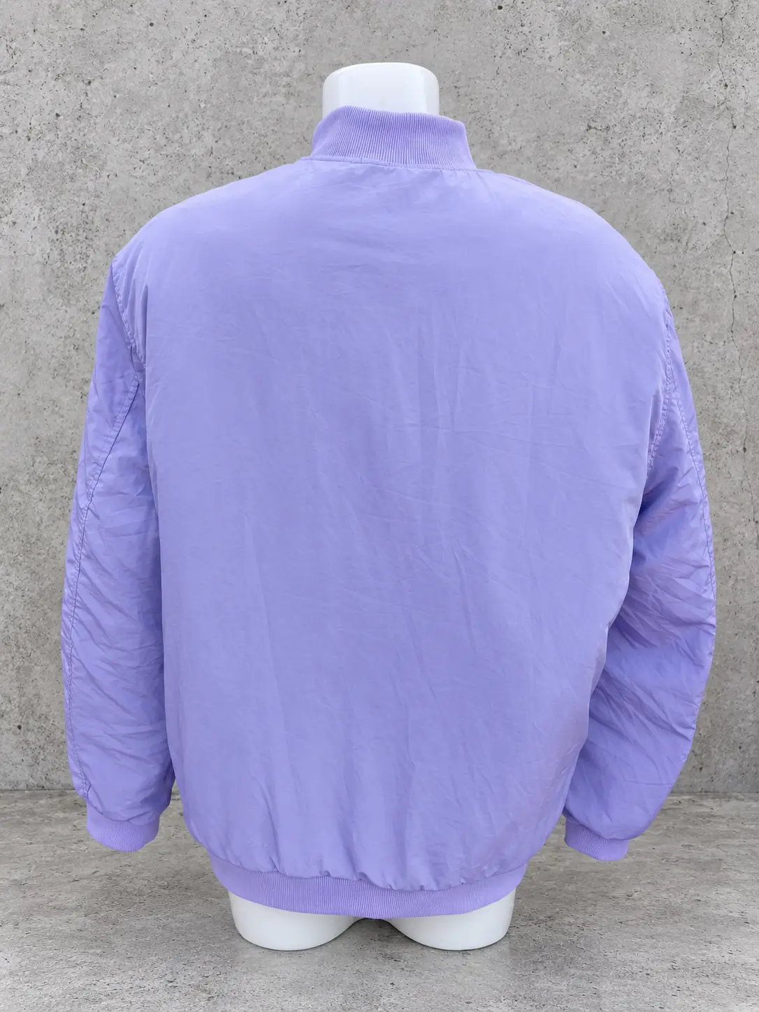 Chaqueta Bomber Lila Vintage Y2K Unisex Oversize L-XL Acolchada Años 2000 Streetwear