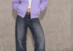 Chaqueta Bomber Lila Vintage Y2K Unisex Oversize L-XL Acolchada Años 2000 Streetwear