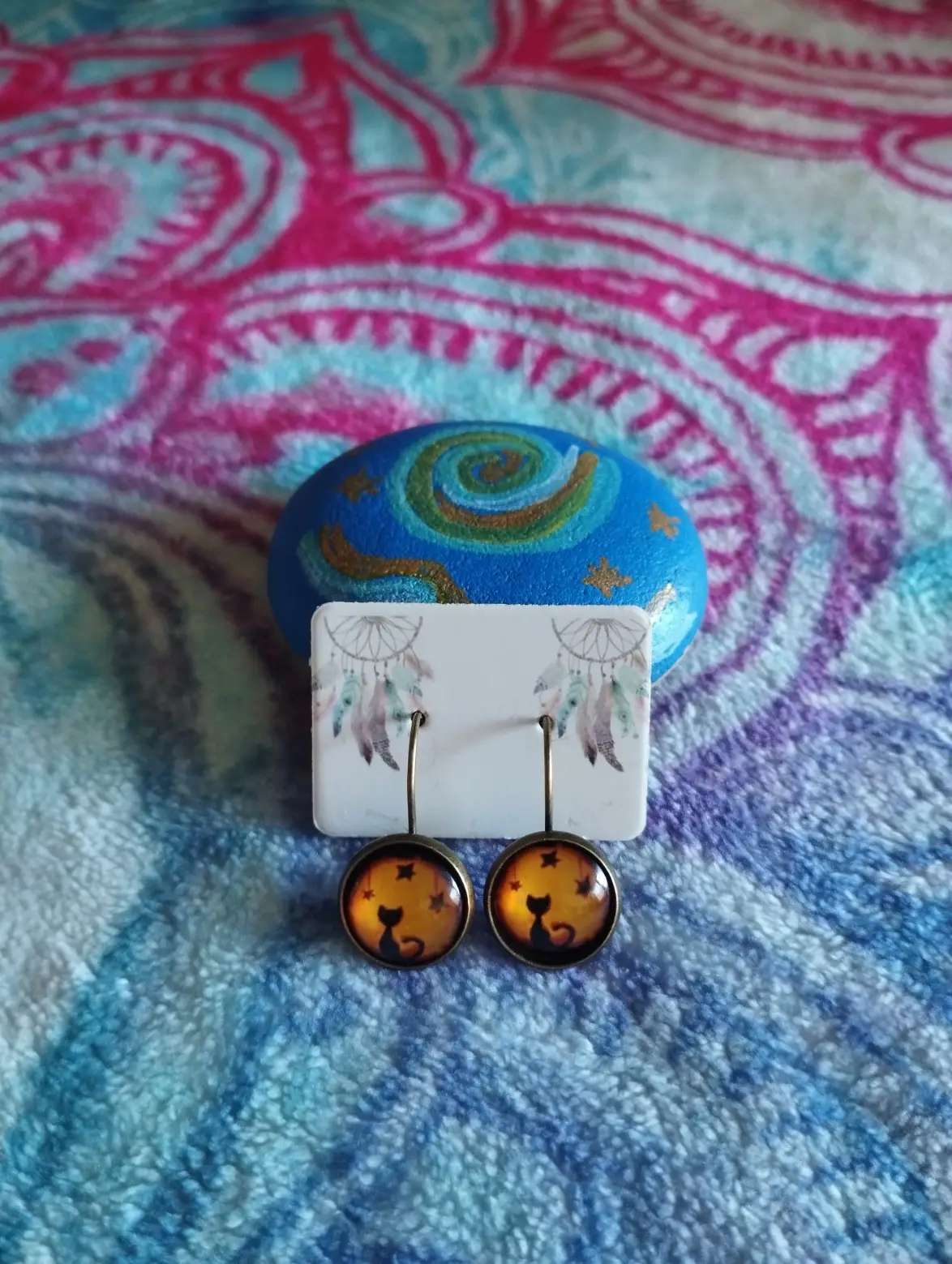 Pendientes gatito cielo estrellado