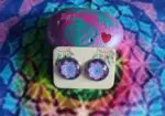 Conjunto pulsera y pendientes corazón morado