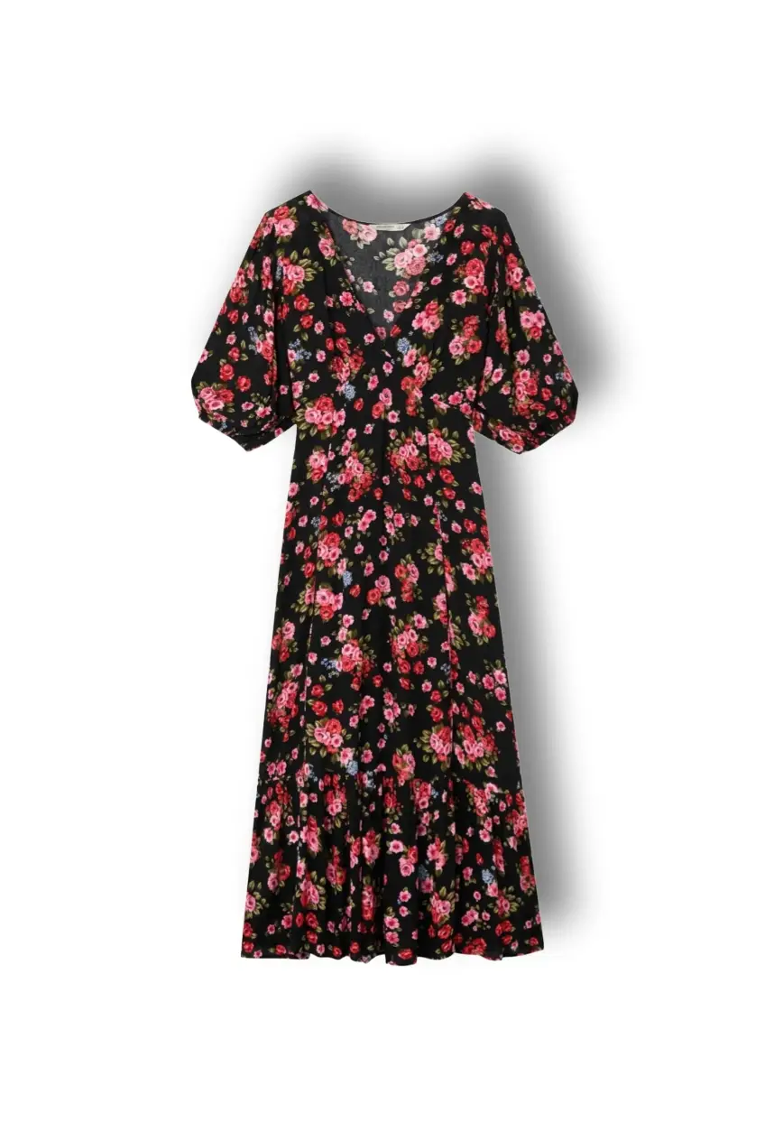 Vestido Flores largo Stradivarius L