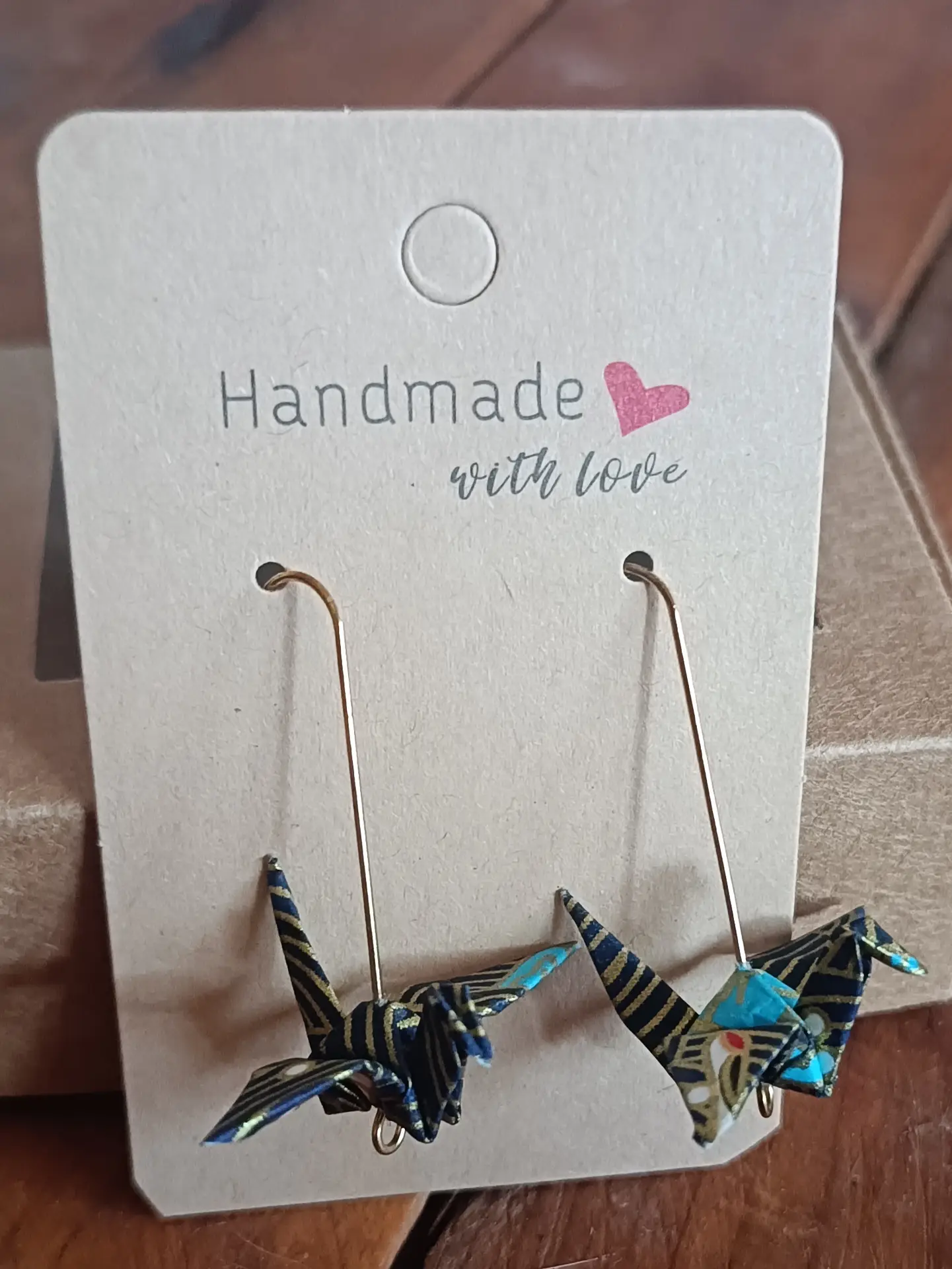 Pendientes grullas origami papel Washi japonés