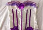 Top de corsé morado estilo Fairycore Y2K con encaje blanco, lazo de cinta, talla S