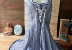 Vestido Vintage Landhaus Estilo Dirndl Bávaro Cuadros Azul Corsé Encaje Oktoberfest