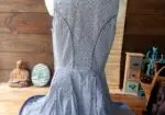 Vestido Vintage Landhaus Estilo Dirndl Bávaro Cuadros Azul Corsé Encaje Oktoberfest