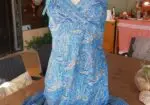 Vestido largo boho azul estampado paisley escote cruzado tirantes ajustables verano talla S/M