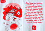 Camiseta gráfica japonesa Art & T-Shirt blanca y roja XL Y2K anime streetwear