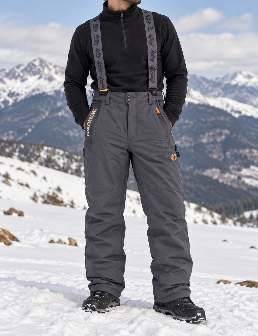 Pantalón Esquí Snowboard Tenth Technical Gris Acolchado Térmico con Tirantes Talla L
