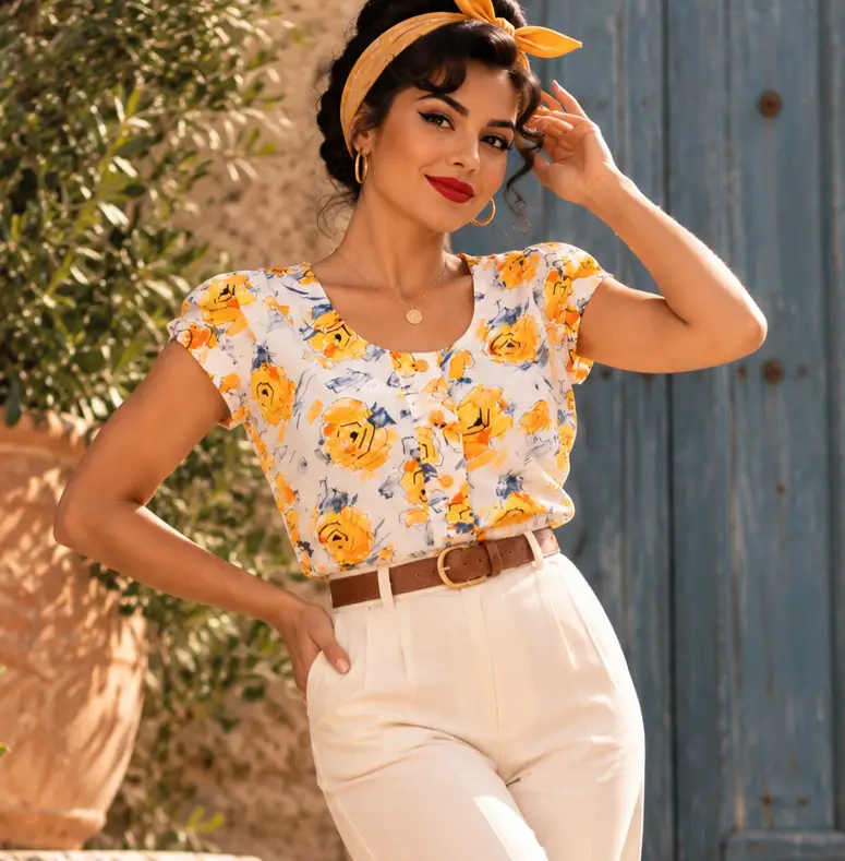 Blusa Vintage Hecha a mano de Raso