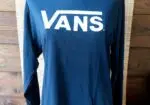 Camiseta Vans Classic Logo Manga Larga Azul Marino Talla M Mediana Algodón Cuello Redondo Unisex