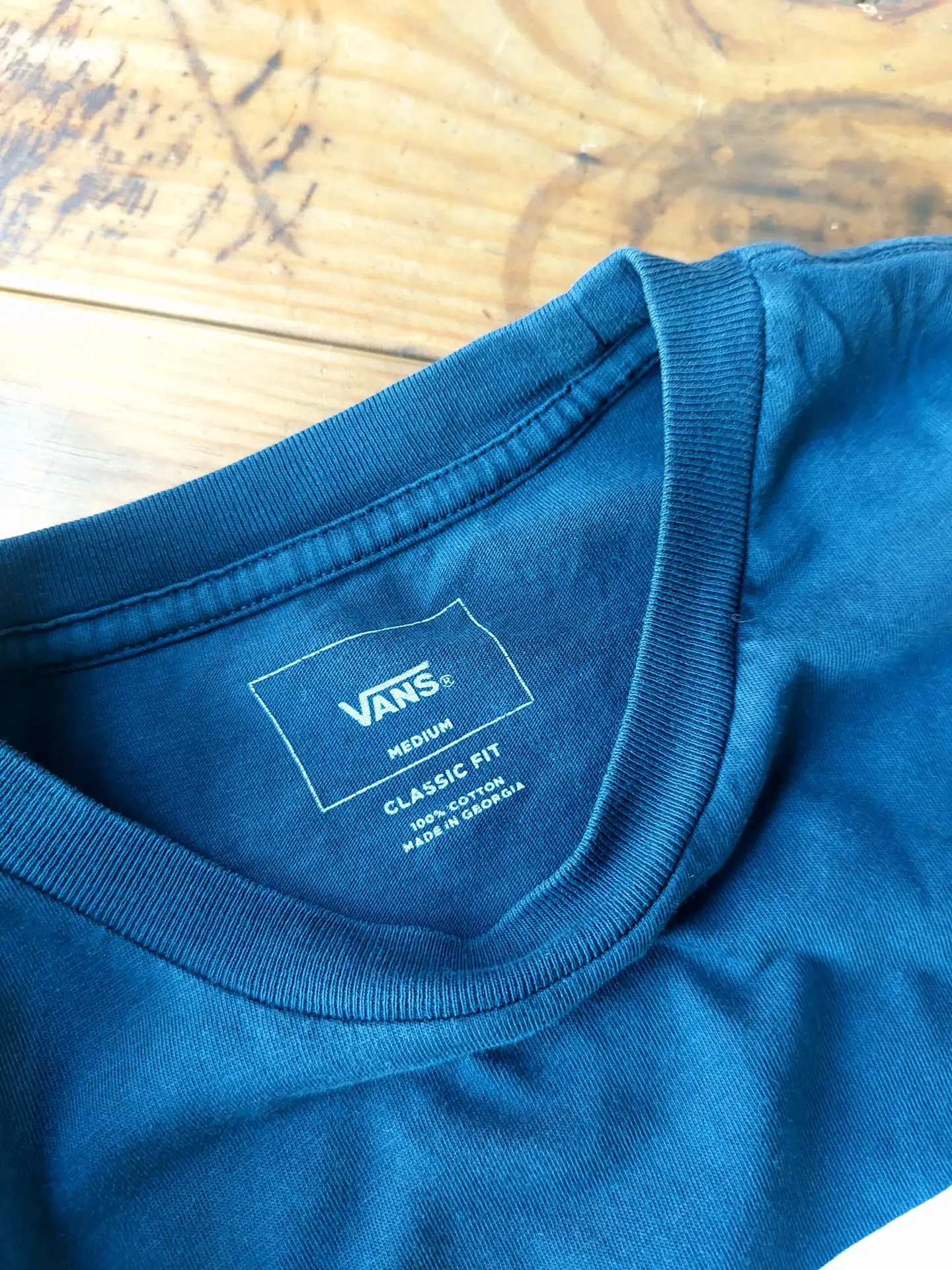 Camiseta Vans Classic Logo Manga Larga Azul Marino Talla M Mediana Algodón Cuello Redondo Unisex
