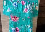 Top Springfield hombros descubiertos flores encaje verde XS nuevo