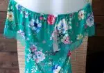 Top Springfield hombros descubiertos flores encaje verde XS nuevo