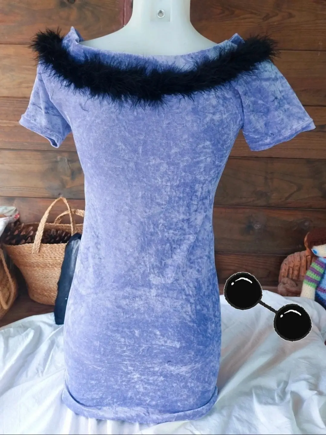 ​Vestido Terciopelo Y2K Vintage Morado Pelo Gótico Whimsigoth Fiesta S 36