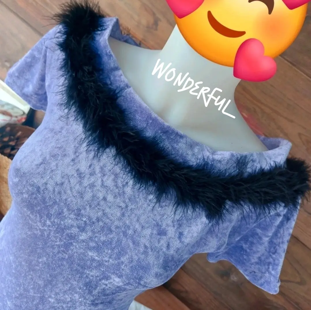 ​Vestido Terciopelo Y2K Vintage Morado Pelo Gótico Whimsigoth Fiesta S 36