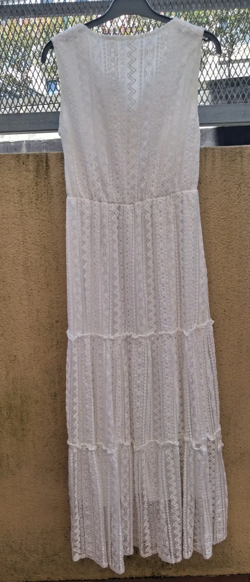 Vestido blanco de encaje, estilo boho chic, talla M