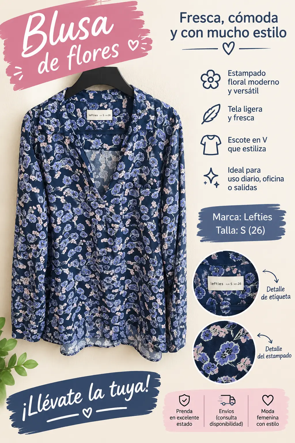 Blusa floral lefties talla S