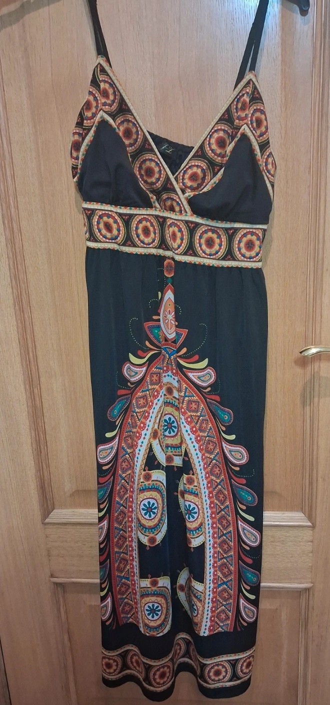 Vestido boho estampado, un uso (talla S)